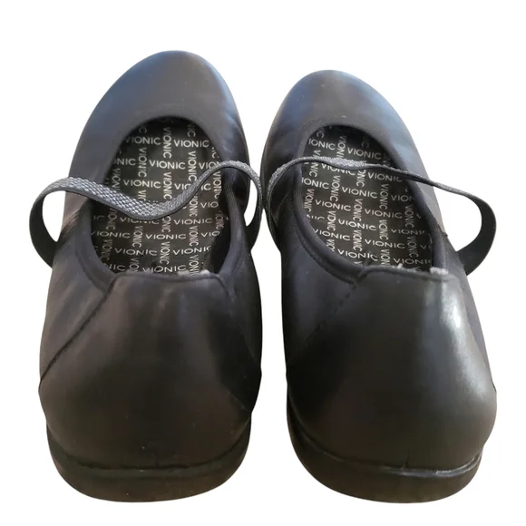 Vionic Ballet Shoes Black 7.5 Leather Mary Jane Flat Comfort Embellished Loafer - Picture 10 of 16